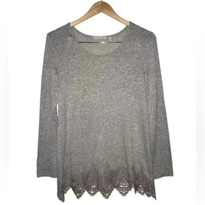 Soft SurroundingsOlivia Lace Tunic Long Sleeve Brown Heather